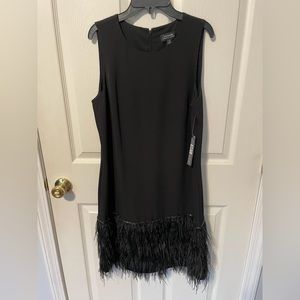 Tahari Feather trim dress